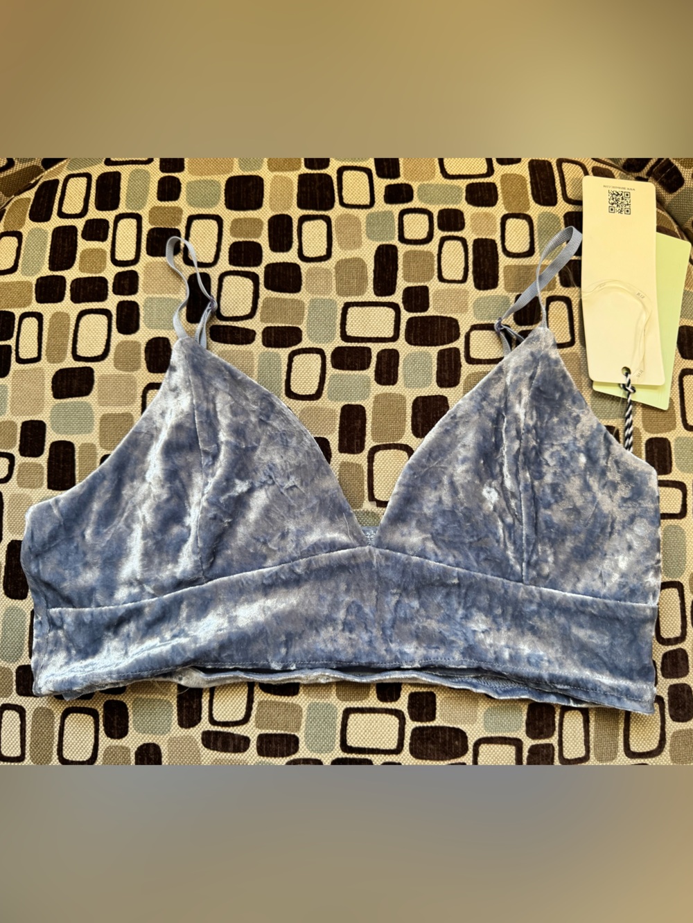 iris Light Blue Velvet bralette